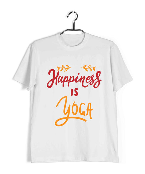 Yoga HAPPINESS IS YOGA Fitness Casual Graphic Printed T-Shirt for Men